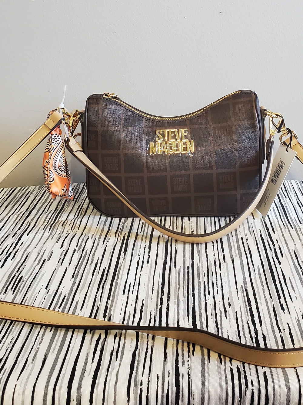 Steve Madden Brown Signature Crossbody Bag with Accessories